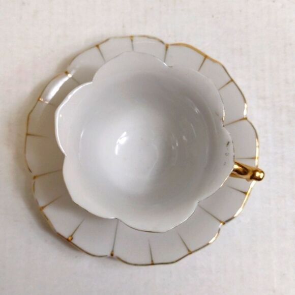 Vintage Bone China‎ Demitasse Cup & Saucer White & Gold Japan - Picture 2 of 8
